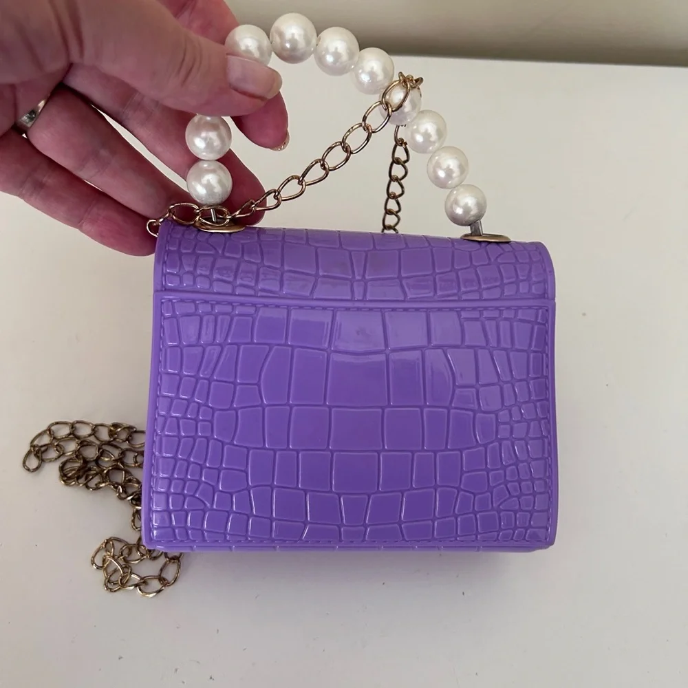 Pearl-Handle Mini Shoulder Bag in Lavender